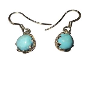 Sterling Silver and Faux Turquoise Petite Dangle Earrings Brand New